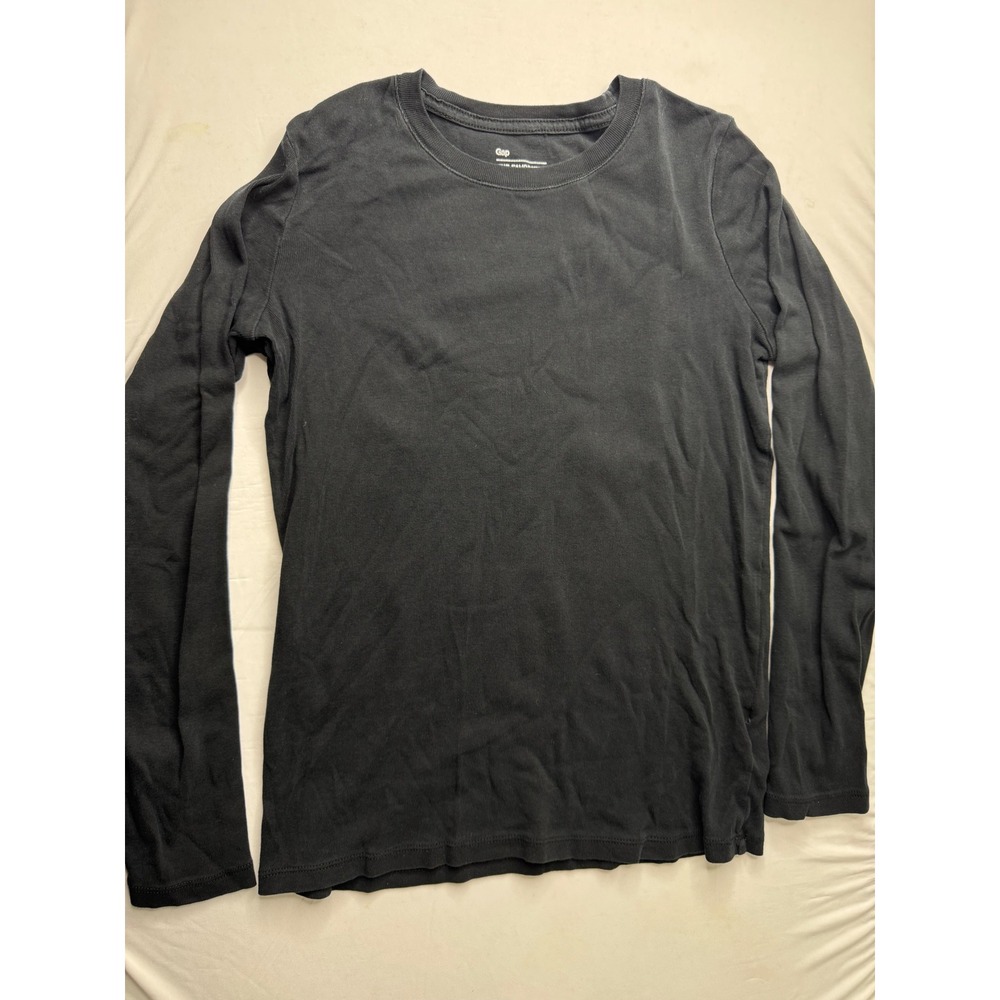 Gap The Favorite Crew Black Long Sleeve Cotton T-Shirt Womens Medium
